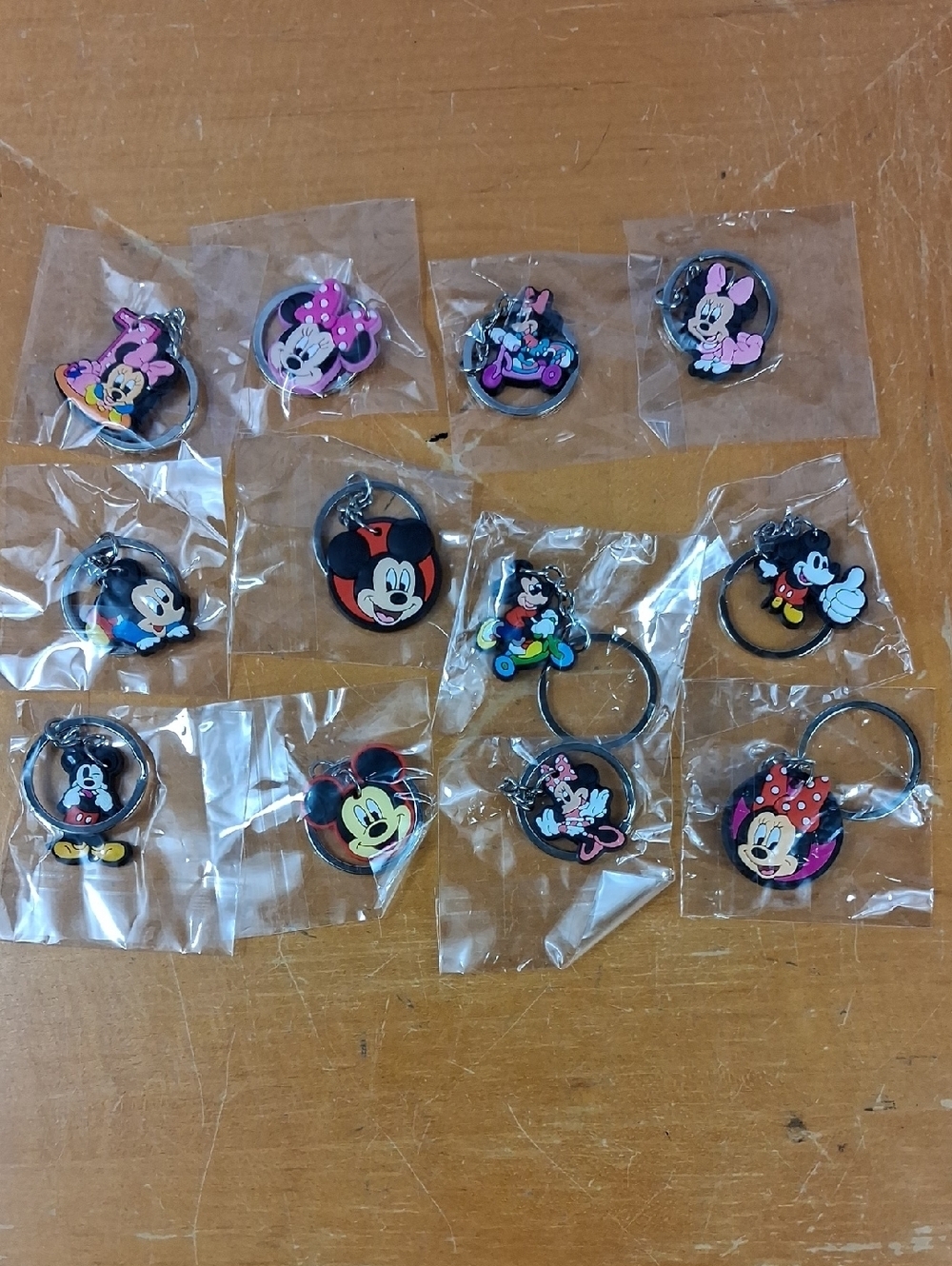 New Disney's Mickey & Minnie Mouse Character Lot Of 12 Mini Rubber Keychains